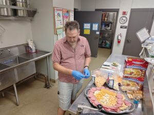 Knight getting the food ready.