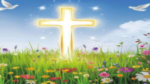 Glowing cross with droves